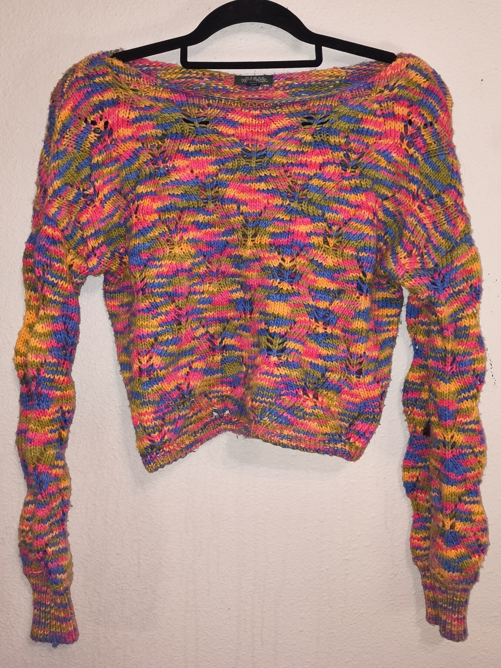 Wild Fable Multicolor Chunky Knit Cropped Sweater XS Bright Open Knit